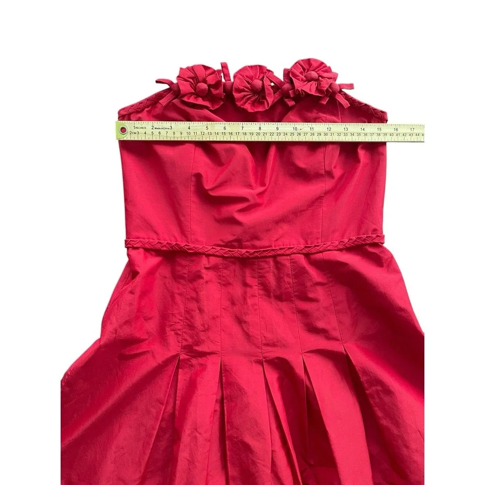 LILLY PULITZER RED STRAPLESS COCKTAIL DRESS Sz 10 SILK BLEND FULL FORMAL - Picture 3 of 7